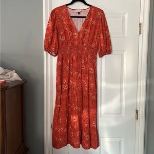 Sweet Orange Floral Dress